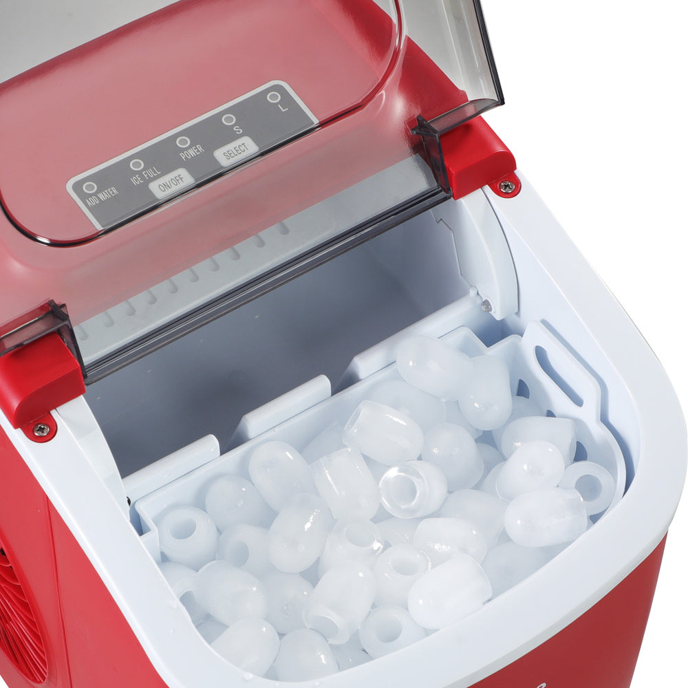 Vevare Portable Ice Maker Machine Ice Cube Tray 12kg Red