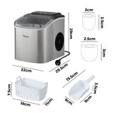 Vevare Portable Ice Maker with Ice Cube Scoop 12kg Stainless - 45-Degree Angle