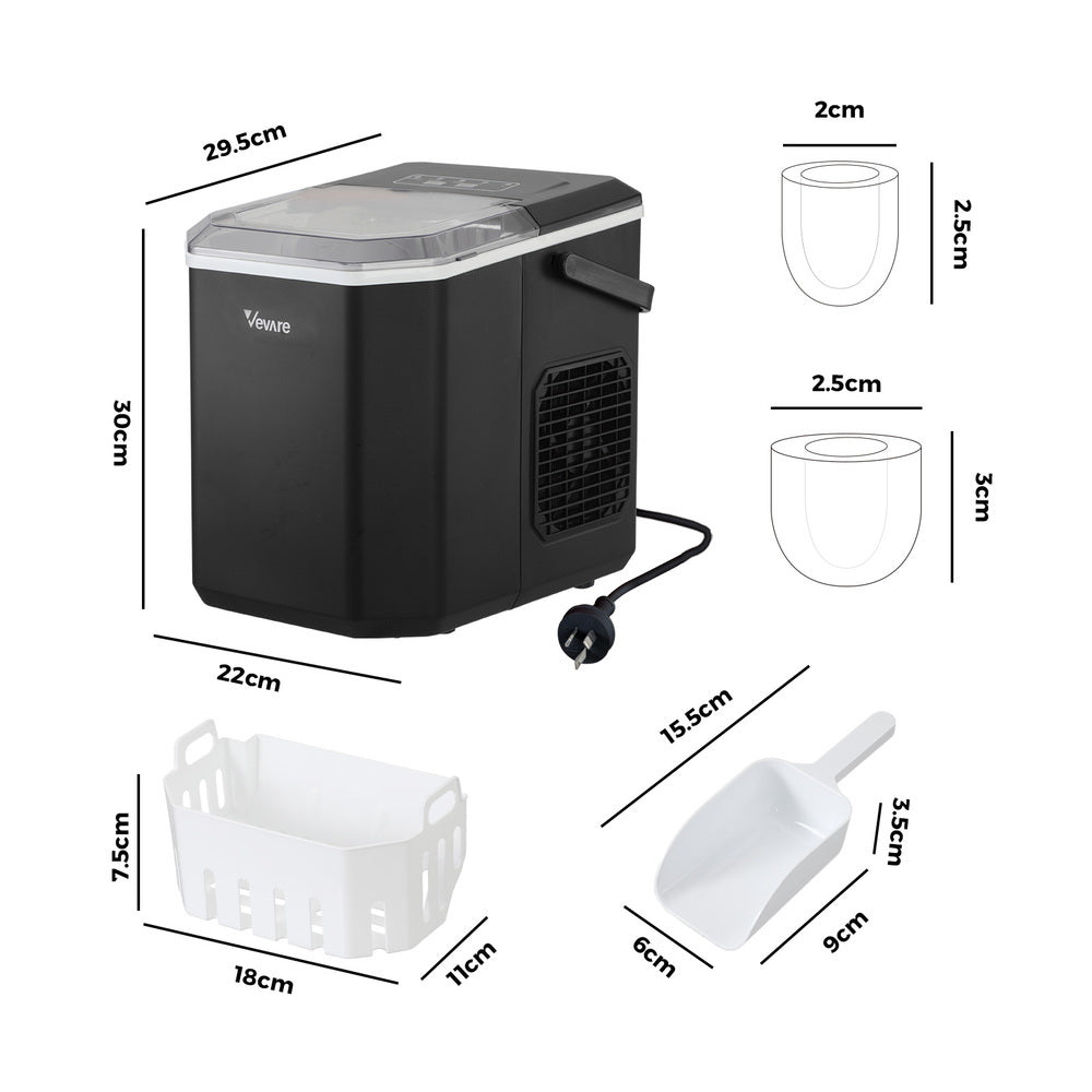 Vevare Portable Ice Maker Machine with Handle 12kg Black