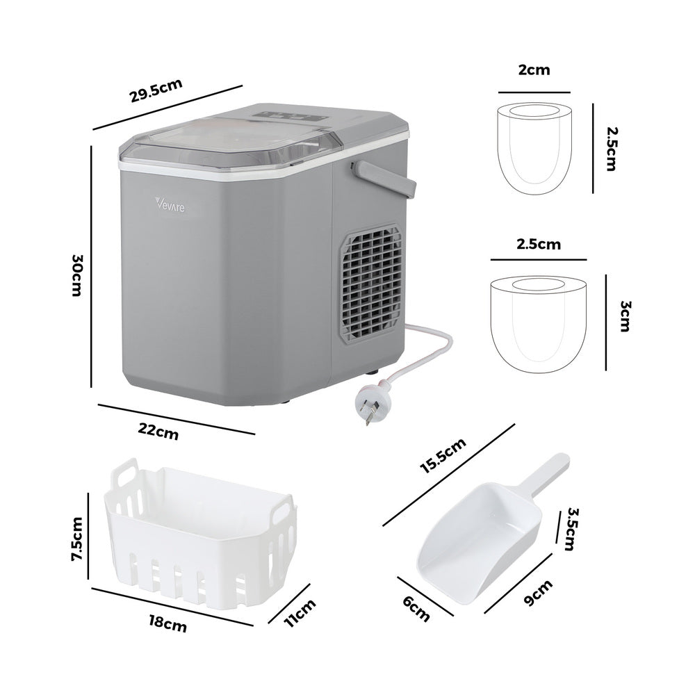 Vevare Portable Ice Maker Machine with Handle 12kg Grey