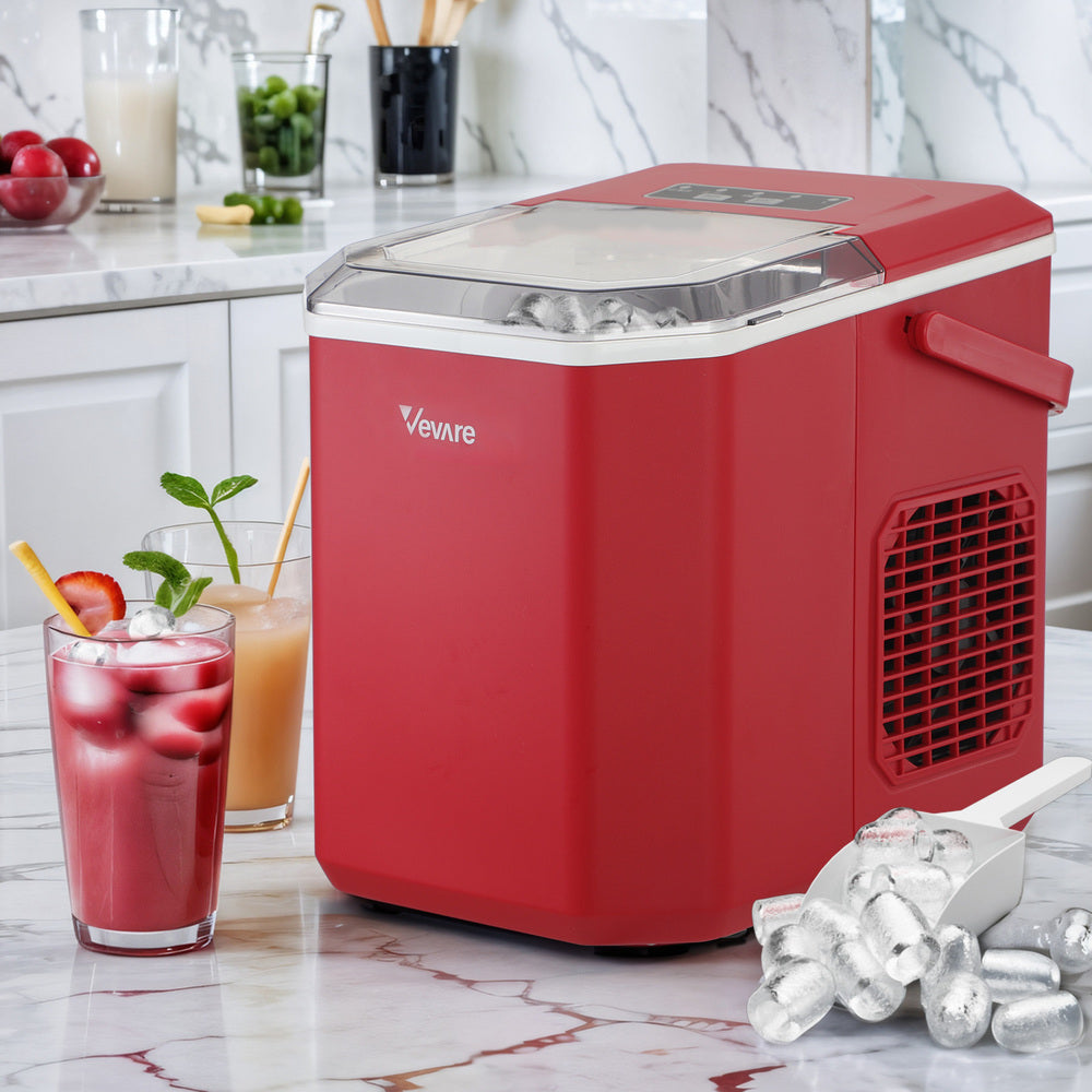 Vevare Portable Ice Maker Machine with Handle 12kg Red