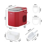 Vevare Portable Ice Maker Machine with Handle 12kg Red - Side View