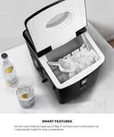 Vevare 3L Portable Ice Maker with Ice Cube Scoop 15kg Black - 45-Degree Angle