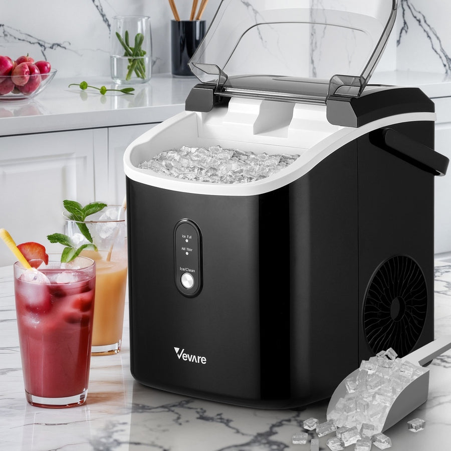 Vevare Nugget Portable Ice Maker with Ice Cube Scoop 15kg Black
