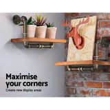 Artiss Floating DIY Pipe Shelf Set of 2 - IVOR - Rear View