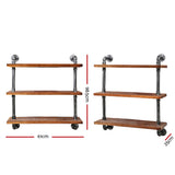 Artiss Floating DIY Pipe Shelf 3 Tiers - IRMA - Front View