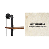 Artiss Floating DIY Pipe Shelf 3 Tiers - IONA - Rear View