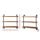 Artiss Floating DIY Pipe Shelf 3 Tiers - ISSA - Front View