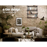 Artiss Bookshelf DIY Pipe Shelf 4 Tiers - INGE - Close-Up Angle