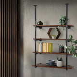 Artiss Bookshelf DIY Pipe Shelf 4 Tiers - INGE - Low Angle