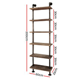 Artiss Floating DIY Pipe Shelf 6 Tiers - IDA - Front View