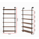 Artiss Floating DIY Pipe Shelf 6 Tiers - IRA - Front View