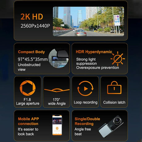 2K Night Vision Car Recorder With Wifi & Mobile App Support-1964932319106174982