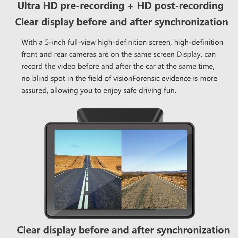 Hd Night Vision Car Front And Rear Dash Cam - 5 Screen-1915197468652474374