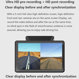 Hd Night Vision Car Front And Rear Dash Cam - 5 Screen - Rear View