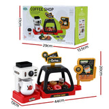 Keezi Kids Pretend Role Play Toy Coffee Shop with Coffee Maker Machine Play Money Food Tea Party Set - Side View