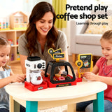 Keezi Kids Pretend Role Play Toy Coffee Shop with Coffee Maker Machine Play Money Food Tea Party Set - 45-Degree Angle