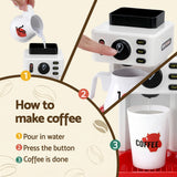 Keezi Kids Pretend Role Play Toy Coffee Shop with Coffee Maker Machine Play Money Food Tea Party Set - Rear View