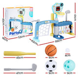 Keezi Kids Basketball Hoop Stand Bowling Baseball Golf Game Sports Toys Set Blue - Front View
