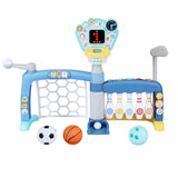 Keezi Kids Basketball Hoop Stand Bowling Baseball Golf Game Sports Toys Set Blue - Side View