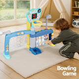 Keezi Kids Basketball Hoop Stand Bowling Baseball Golf Game Sports Toys Set Blue - 45-Degree Angle