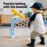 Keezi Kids Basketball Hoop Stand Bowling Baseball Golf Game Sports Toys Set Blue - Rear View