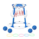 Keezi Kids Basketball Hoop with 4 balls Ring Toss Sports Pool Toys Blue - Side View