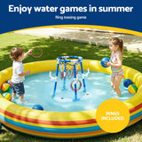 Keezi Kids Basketball Hoop with 4 balls Ring Toss Sports Pool Toys Blue - Rear View