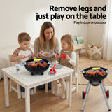Keezi Kids Pretend Kitchen BBQ Playset Role Play Toy with charcoal Play Food Cup - Close-Up Angle