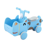 KEEZI Kids Ride On Push Car Toys with Storage Space Animal Stickers Blue 67CMX43CM - Front View