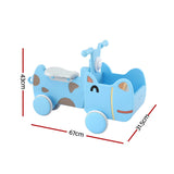 KEEZI Kids Ride On Push Car Toys with Storage Space Animal Stickers Blue 67CMX43CM - Side View