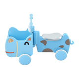 KEEZI Kids Ride On Push Car Toys with Storage Space Animal Stickers Blue 67CMX43CM - Top-Down View