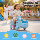 KEEZI Kids Ride On Push Car Toys with Storage Space Animal Stickers Blue 67CMX43CM - 45-Degree Angle