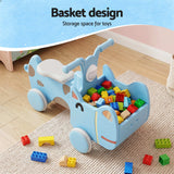 KEEZI Kids Ride On Push Car Toys with Storage Space Animal Stickers Blue 67CMX43CM - Rear View