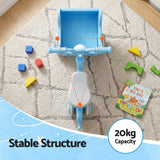 KEEZI Kids Ride On Push Car Toys with Storage Space Animal Stickers Blue 67CMX43CM - Close-Up Angle