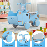 KEEZI Kids Ride On Push Car Toys with Storage Space Animal Stickers Blue 67CMX43CM - Low Angle