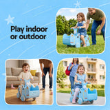 KEEZI Kids Ride On Push Car Toys with Storage Space Animal Stickers Blue 67CMX43CM - Extra Image