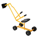 Kids Ride-On Excavator Digger Toy with Rotating Seat - Yellow Sandpit Fun - Side View