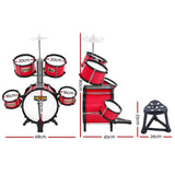 Keezi Kids 7 Drum Set Junior Drums Kit Musical Play Toys Childrens Mini Big Band - Front View