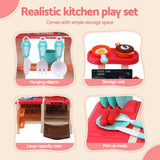 Keezi Kids Kitchen Pretend Play Set Cooking Sound Steam Light Function - 45-Degree Angle