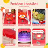 Keezi Kids Kitchen Pretend Play Set Cooking Sound Steam Light Function - Rear View