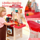 Keezi Kids Kitchen Pretend Play Set Cooking Sound Steam Light Function - Close-Up Angle