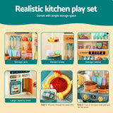 Keezi 2 Piece Kids Pretend Kitchen and Washing Playset Sink Toys - 45-Degree Angle
