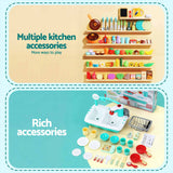 Keezi 2 Piece Kids Pretend Kitchen and Washing Playset Sink Toys - Low Angle