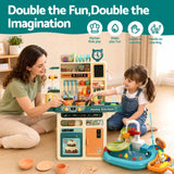 Keezi 2 Piece Kids Pretend Kitchen Playset Water Toys Fishing Game Food Play - Top-Down View