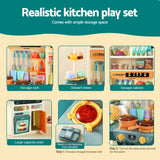 Keezi 2 Piece Kids Pretend Kitchen Playset Water Toys Fishing Game Food Play - Rear View