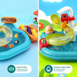 Keezi 2 Piece Kids Pretend Kitchen Playset Water Toys Fishing Game Food Play - Close-Up Angle