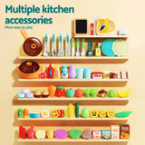 Keezi 2 Piece Kids Pretend Kitchen Playset Water Toys Fishing Game Food Play - Low Angle