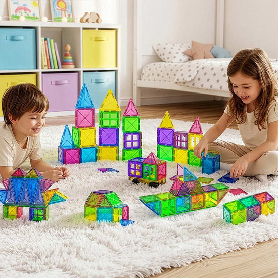 Keezi 120-Piece Magnetic Building Tiles Set for Kids - Educational STEM Toys Gift