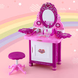Keezi Kids Pretend Makeup Play Set Dressing Table Chair Girls Toys Children - Low Angle